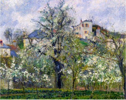 The Vegetable Garden with Trees in Blossom, Spring, Pontoise, 1877 - Camille Pissarro Paintings